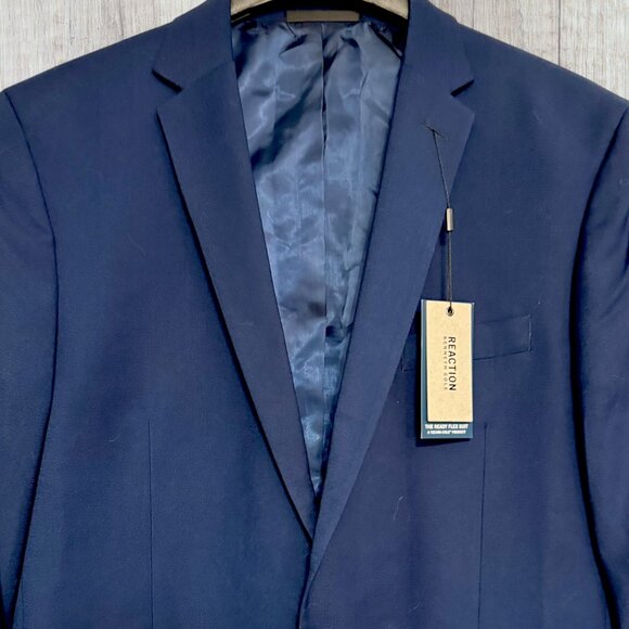 Kenneth Cole Reaction Ready Flex Navy Suit Jacket 42L Stretch Blazer - Picture 5 of 12